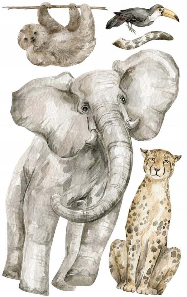 Veggklistremerke - Elefant og Gepard