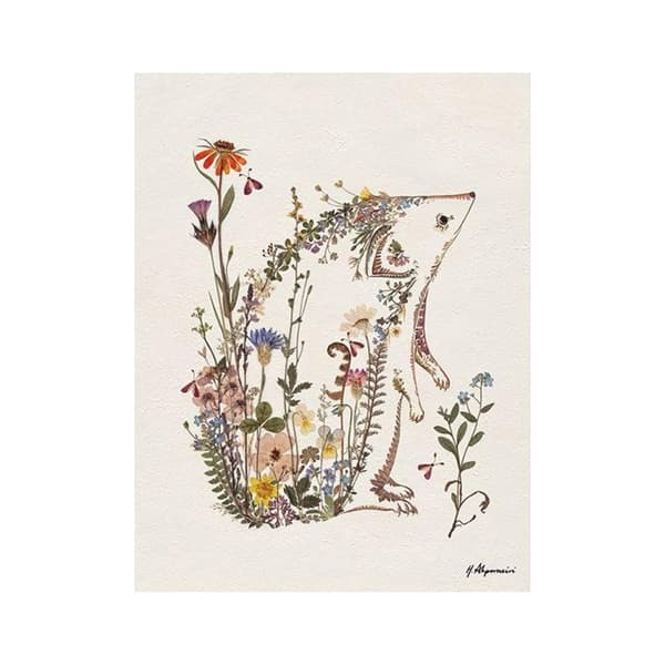 Helen Ahpornsiri Cottage Garden Hedgehog Poster Cream/Brown/Green 30cm x 40cm