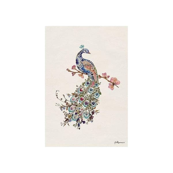Helen Ahpornsiri Peacock Poster Cream/Blue/Pink 40cm x 50cm