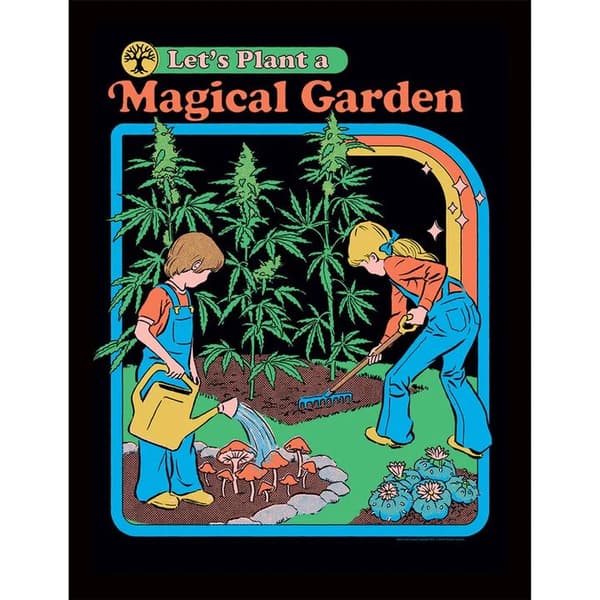 Steven Rhodes Lad os plante en magisk have Print Black 40cm x 30cm
