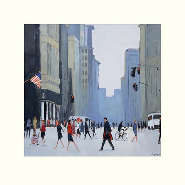 Jon Barker 5th Avenue New York Print Blue/White 40cm x 40cm