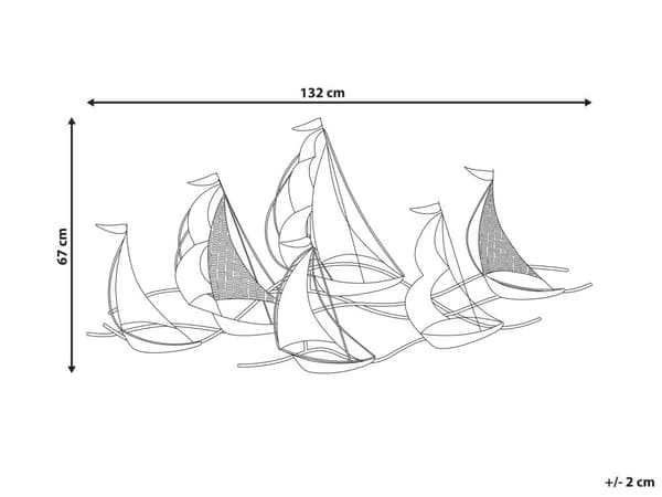 Veggdekorasjon Sølv Metall 67 x 132 cm Veggkunst Båter Moderne Maritim stil