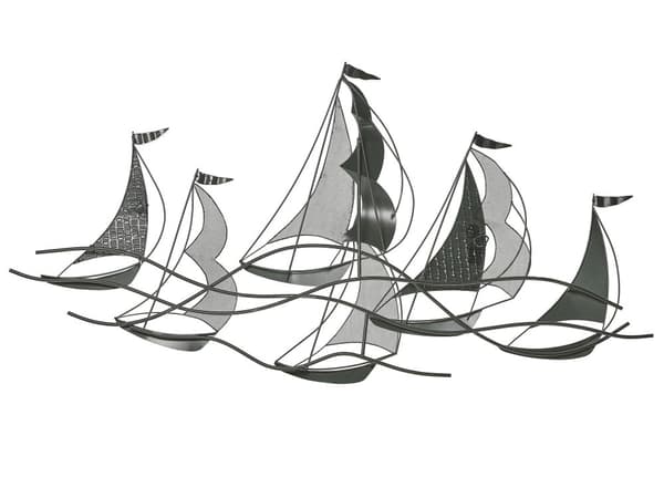 Veggdekorasjon Sølv Metall 67 x 132 cm Veggkunst Båter Moderne Maritim stil