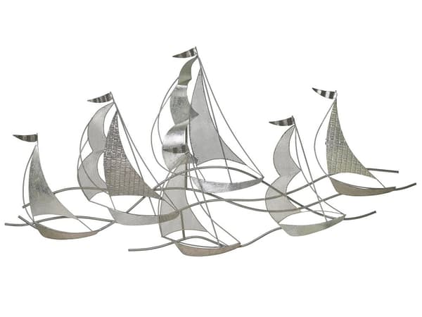 Veggdekorasjon Sølv Metall 67 x 132 cm Veggkunst Båter Moderne Maritim stil
