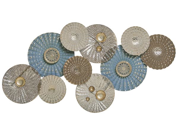 Veggdekor Sirkler Blå og beige metallveggkunst Moderne stil