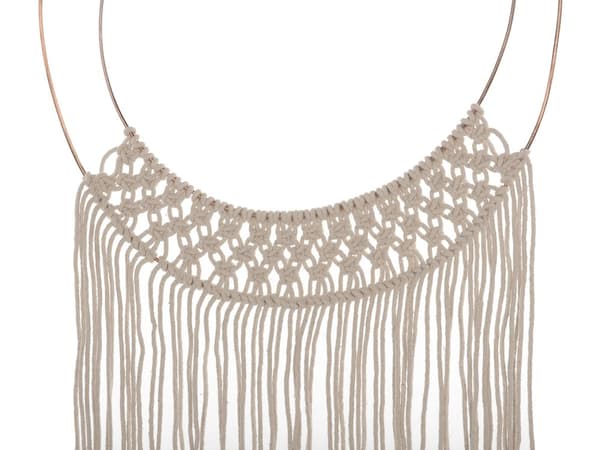 Veggoppheng Kremfarget Makrame 50 x 136 cm Naturlig Beige Kunst Boho-stil