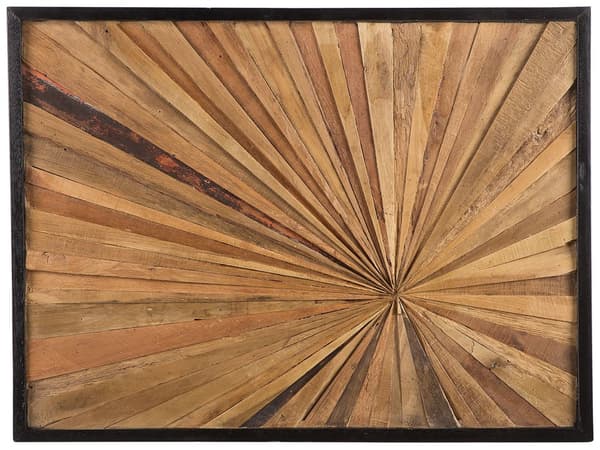 Veggdekor Svart Natur Teaktre ø 60 cm Med oppheng Resirkulert Rustikk Vintage