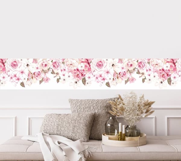 Veggklistremerke - Kirsebærblomst og rose / grense