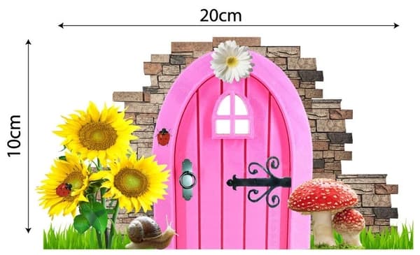 Wallsticker – Pink hyttedør med solsikker