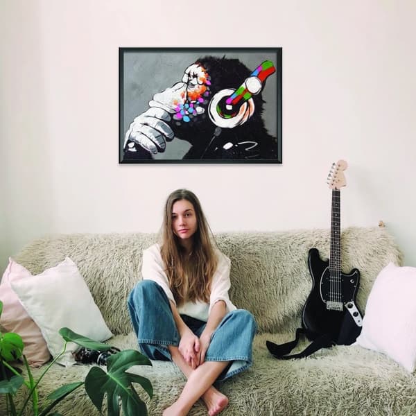 Plakat - Apekatt med Hodetelefoner