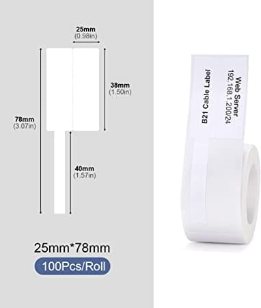 NIIMBOT Kabeletikett för B21 / B3s 25x78mm 100 st / Vit