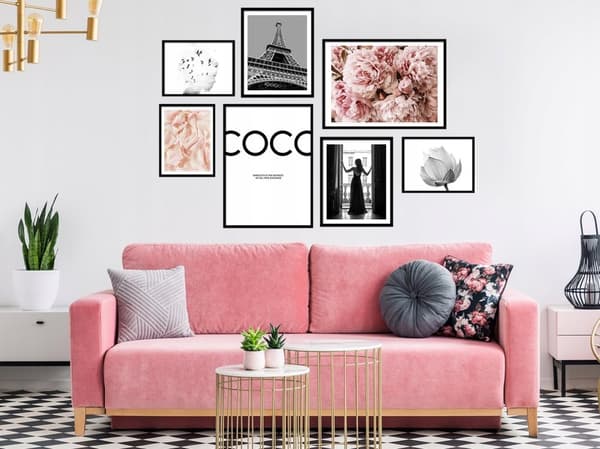 Posters - Eiffeltornet och blommor / Set om 7
