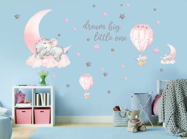 Veggklistremerke - Dream Big Little One / Elephant