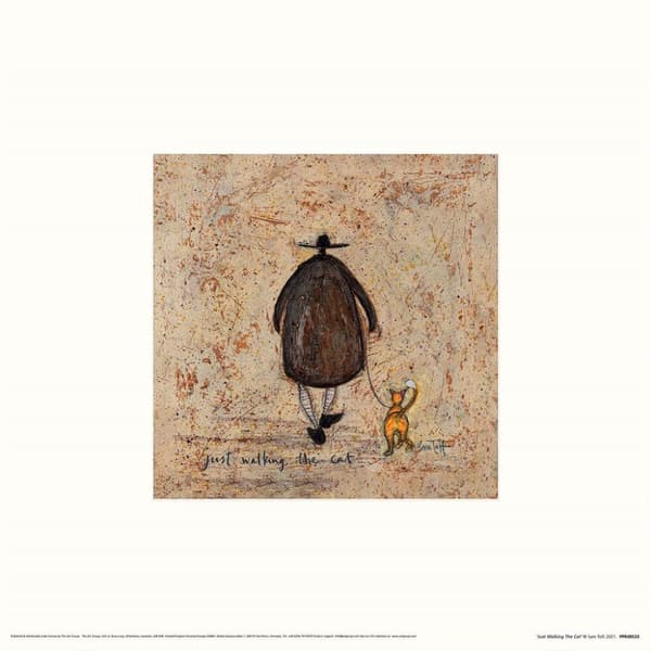 Sam Toft Just Walking The Cat Print Brown 30cm x 30cm