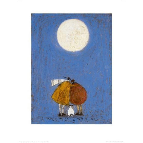Sam Toft En måne att kalla sin egen tryck Blue/White/Brown 40cm x 30cm