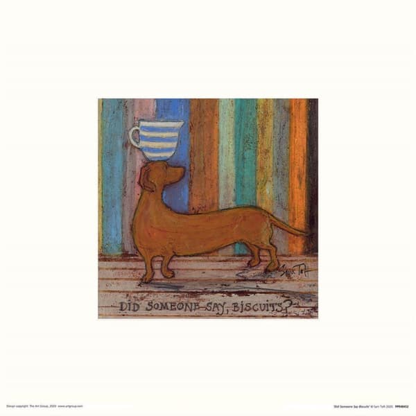 Sam Toft Did Someone Say Biscuits Print Brown/Blue/White 30cm x 30cm