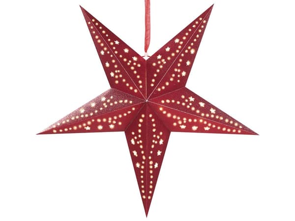 Sett med 2 adventsstjerner Rød Papir 45 cm Glitter LED-lys Hengende stjerner Julepynt Høytid Dekorasjon Tilbehør Belysning