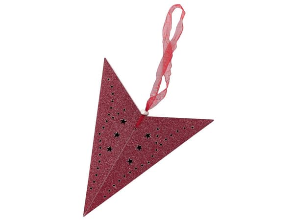 Sett med 2 adventsstjerner Rød Papir 45 cm Glitter LED-lys Hengende stjerner Julepynt Høytid Dekorasjon Tilbehør Belysning