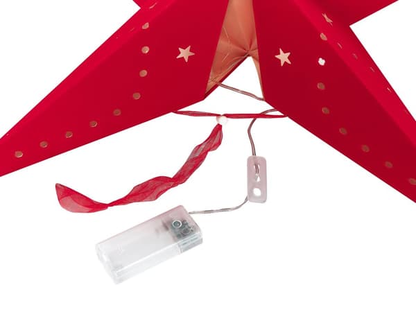Sett med 2 adventsstjerner Rød Fløyel 60 cm Glitter LED-lys Hengende stjerner Julepynt Høytid Dekorasjon Tilbehør Belysning