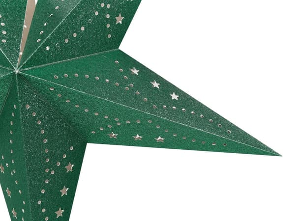 Sett med 2 adventsstjerner Grønn Papir 60 cm Glitter LED-lys Hengende stjerner Julepynt Høytid Dekorasjon Tilbehør Belysning