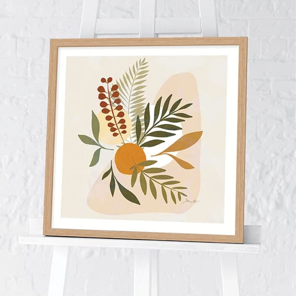 Dominique Vari Botanical II Print Green/Orange/White 30cm x 30cm
