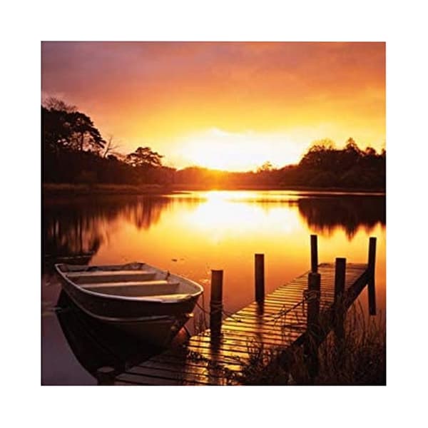 Pyramid International Tranquil Lake Print Orange/Black 40cm x 40cm