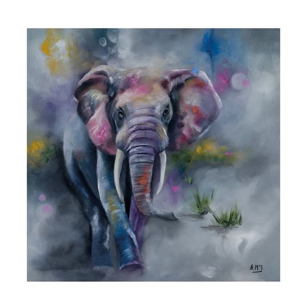 Alison Mcilkenny Elephant Stride Print Multicoloured 40cm x 40cm