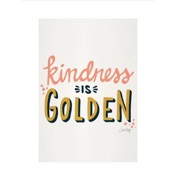 Cat Coquillette Kindness Is Golden Print White/Peach/Golden Yellow 40cm x 30cm