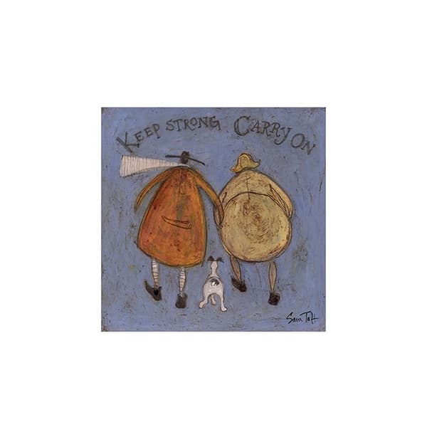 Sam Toft Tryck: Keep Strong Carry On (Håll dig stark och fortsätt) Blue/Yellow/Brown 30cm x 30cm