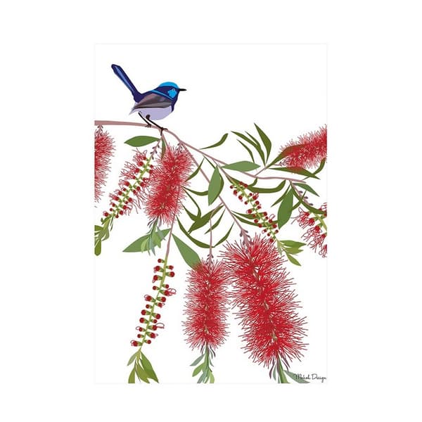Mokoh Törnrosa Callistemon Print Red/Green/White 40cm x 30cm