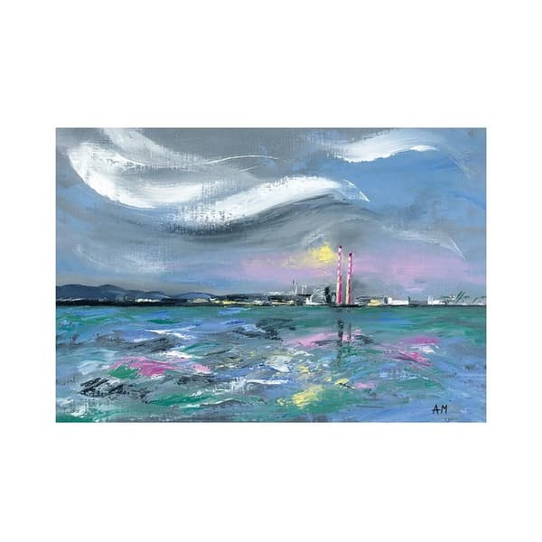 Alison Mcilkenny Poolbeg Chimneys Print Blue/Grey 30cm x 40cm