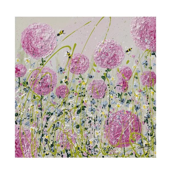 Siobhan McEvoy Honey Bees Print Purple/Green 40cm x 40cm