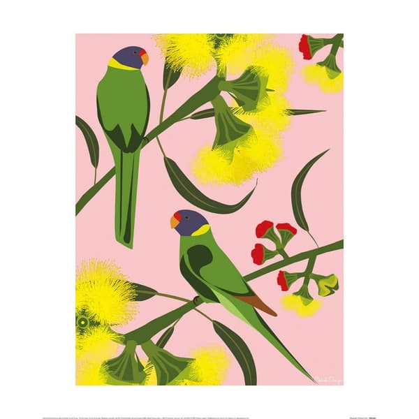 Mokoh Ringnecks Print Pink/Green/Yellow 40cm x 30cm