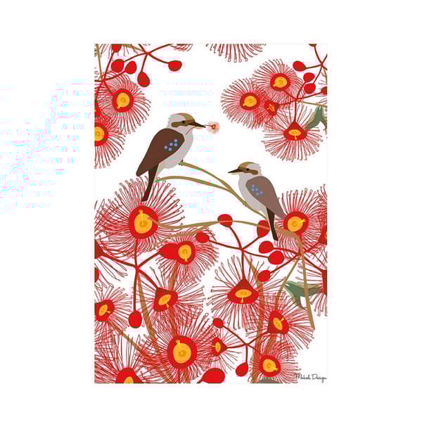 Mokoh Kookaburra Print Red/Yellow 30cm x 40cm