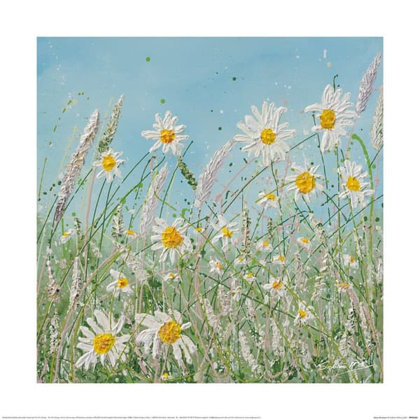 Siobhan McEvoy Daisy Meadow Print Blue/Green/White 40cm x 40cm