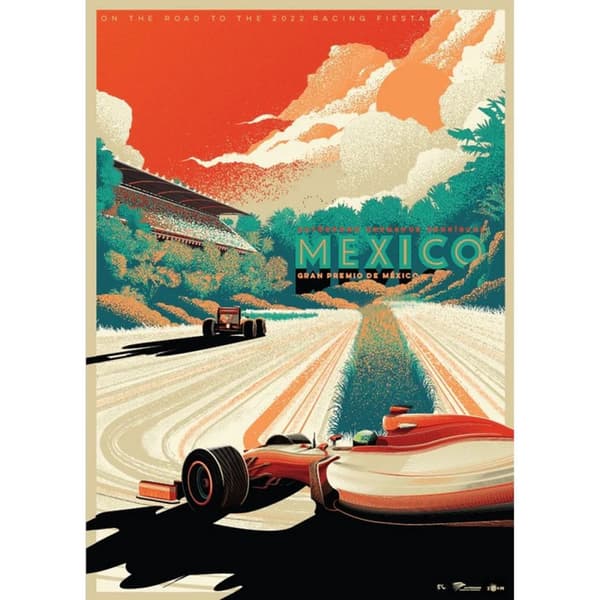 Zoom Mexico Formula 1 Poster Orange/White/Green 40cm x 30cm