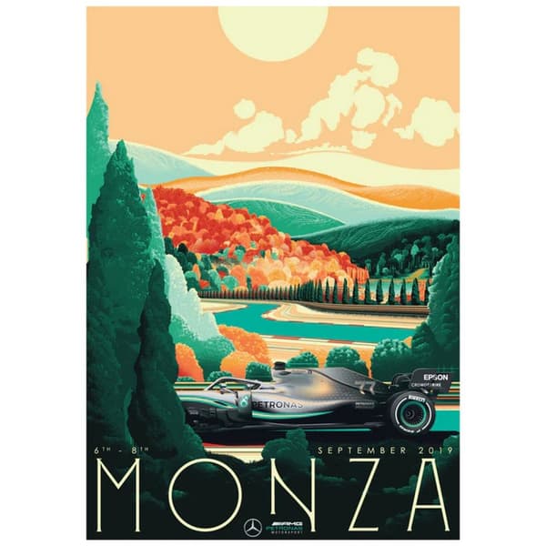 Zoom Monza Formula 1 Poster Green/White/Beige 40cm x 30cm