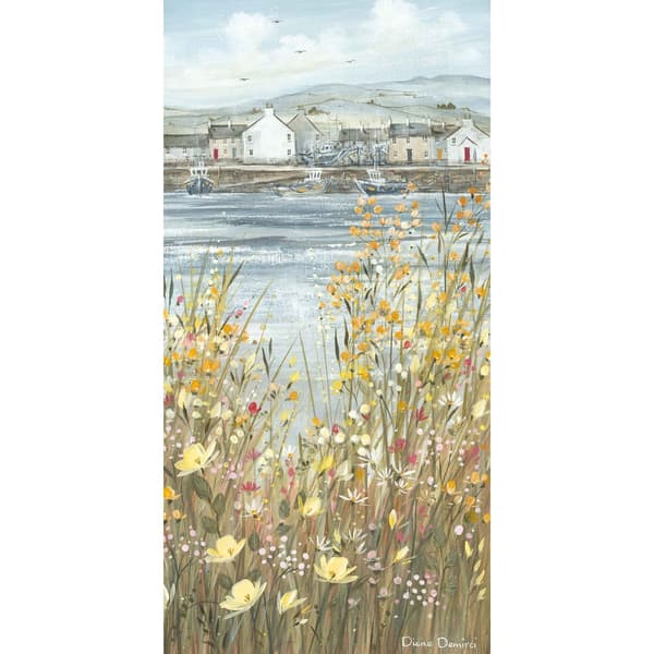 Diane Demirci Boats & Blooms III Print Blue/Yellow/Green 60cm x 30cm