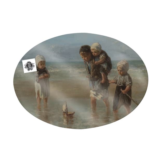 Art for the Home - Oval duk - Havets barn - 50x70cm