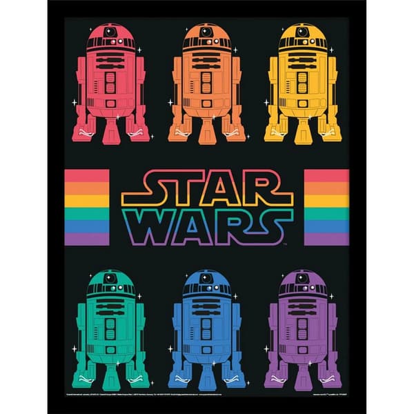 Star Wars Pride Rainbow R2-D2 Poster Black 40cm x 30cm