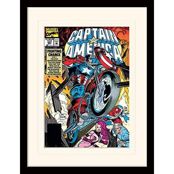 Marvel Comics Fighting Chance Captain America Print Multicoloured 40cm x 30cm