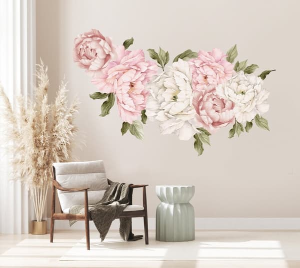 Veggklistremerke - Peonblomster