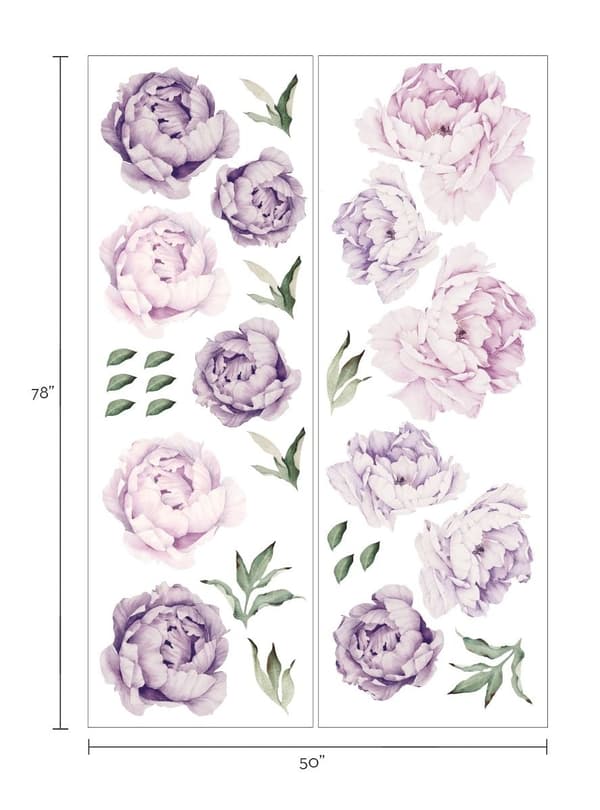 Veggklistremerke - Peonblomster / Lilla