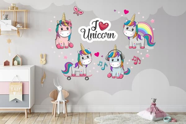 Veggklistremerke - I Love Unicorns