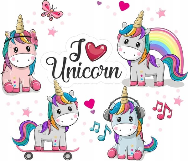 Veggklistremerke - I Love Unicorns