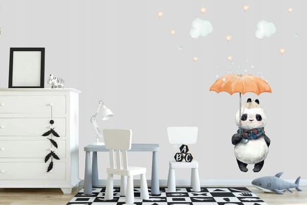 Veggklistremerke - Panda med paraply