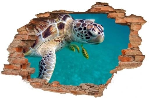 Wallsticker - 3D Mursten Skildpadde