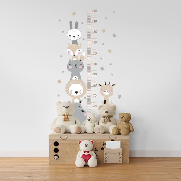 Wallsticker - Højdemål / Tegnefilm dyr