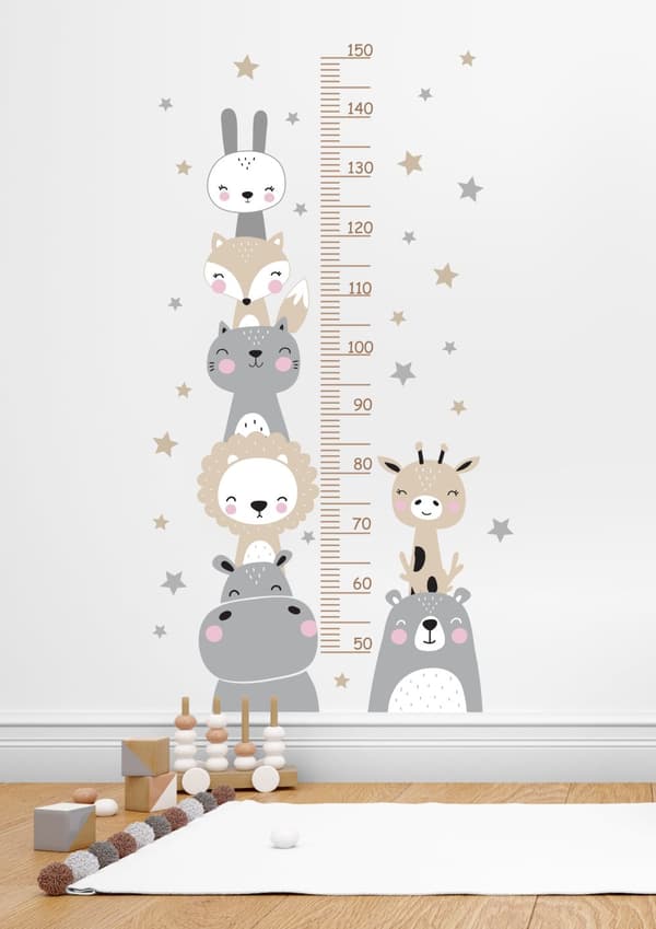Wallsticker - Højdemål / Tegnefilm dyr