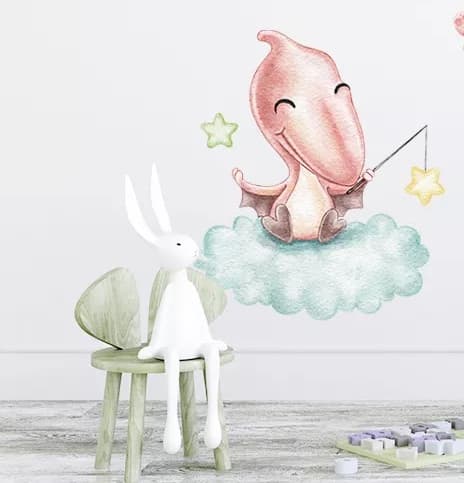 Wallsticker - Baby dinosaur på skyen